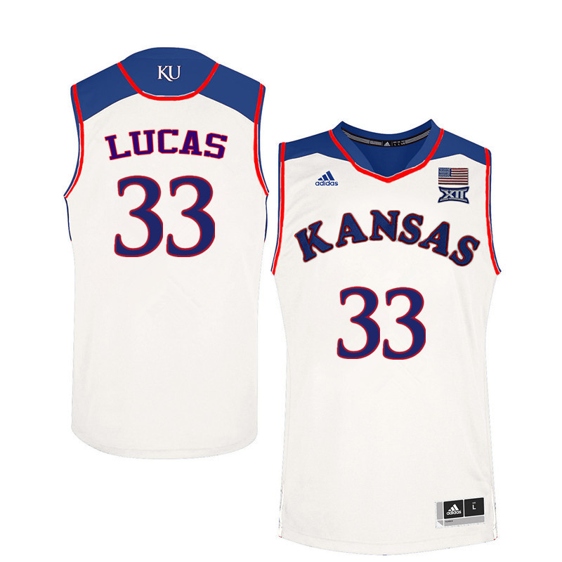 Men Kansas Jayhawks #33 Landen Lucas College Basketball Jerseys Sale-White